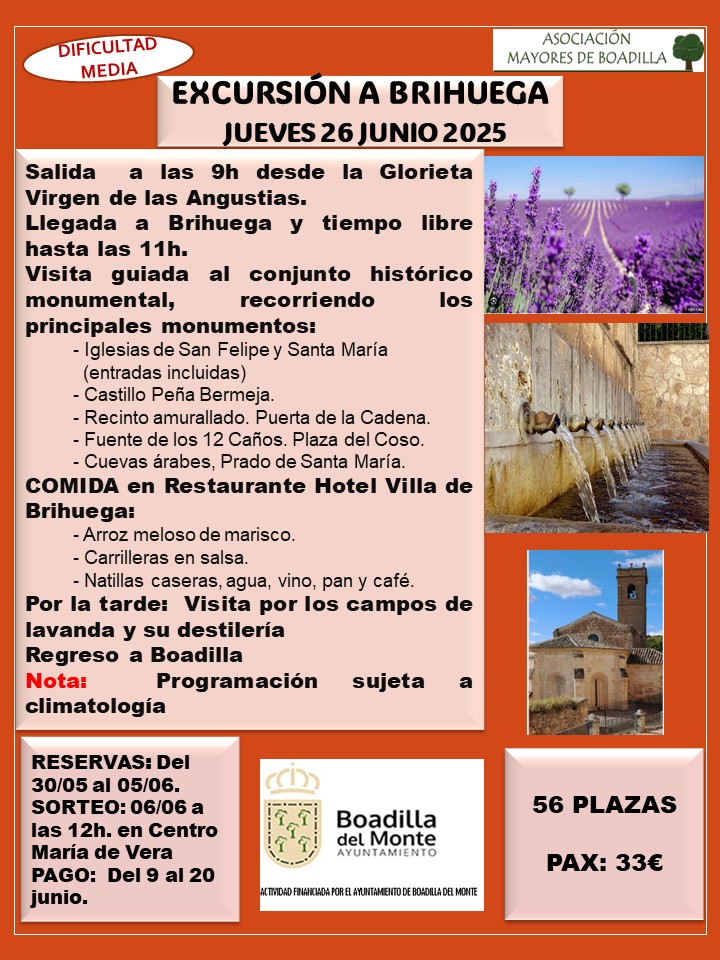 EXCURSI�N A BRIHUEGA:  JUEVES 26 JUNIO 2025